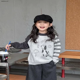 Áo len raglan hình chó con dễ thương Elmo Baby dành cho trẻ em-Giá sỉ size 90-150 : 185k sz 160 : 199k