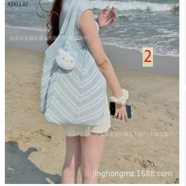 TÚI TOTE ĐAN DÂY HỌA TIẾT ZIGZAG - sỉ 102k