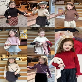 Áo len ren cổ bèo trẻ em Elmo Baby AMBB - giá sỉ  size 90-150 : 155k size 160 : 167k