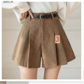 QUẦN SHORT XẾP LY GIẢ VÁY CHO NỮ  k kèm belt  - sỉ 109k