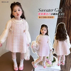 Bộ đồ váy tay ren phong cách Chanel cho bé gái-sỉ 269k