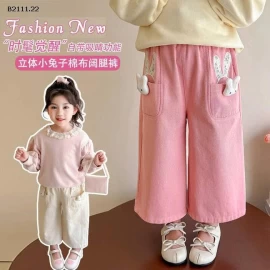 Quần dài cotton thỏ 3D cho bé gái 2025-sỉ 170k