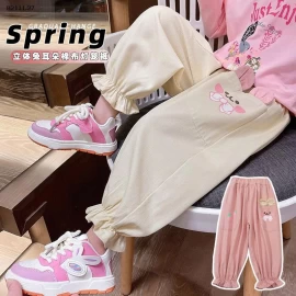 Quần dài cotton tai thỏ 3D cho bé gái-sỉ 163k