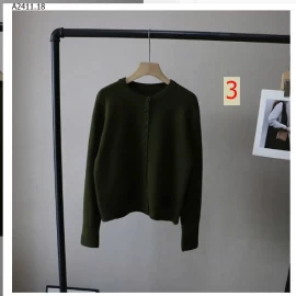 KHOÁC LEN TRƠN MÀU CỔ TRÒN-Giá sỉ 185k