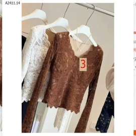 Áo ren cổ chữ V lót lông cừu gợi cảm có miếng đệm ngực cho nữ-Giá sỉ 182k