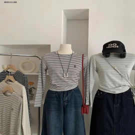 ÁO THUN KẺ DÀI TAY CHO NỮ-sỉ 140k