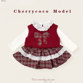 SET ÁO CỔ BÈO + GILE LEN  + CHÂN VÁY KẺ BÈO TẦNG BG -sỉ 385k