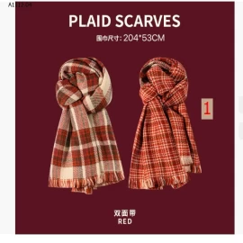 KHĂN CHOÀNG KẺ ĐỎ 2 MẶT-sỉ 85k