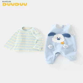 Bộ đồ liền thân DUUDUU 2025 cho bé traigiá si  áo sọc : 135k quần yếm : 190k