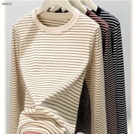 Áo thun dài tay cổ tròn kẻ sọc H568 dành cho nữ - sỉ giá 99k