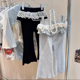 Quần legging ống loe ren giả hai mảnh cho bg - sỉ 97k