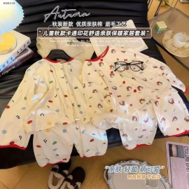 Bộ đồ ngủ thu đông dài tay viền đỏ cho bg- Giá sỉ 80-110  84k/1b 120-150  99k/1b