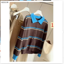 ÁO LEN KẺ CỔ POLO ANNA - sỉ 208k