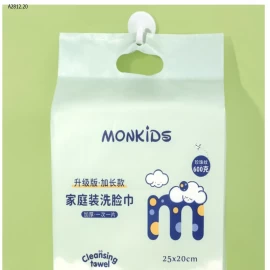 KHĂN GIẤY RỬA MẶT 1 LẦN ĐA NĂNG  MONKIDS -Giá sỉ 99k/bịch .  bán từ 2 bịch 