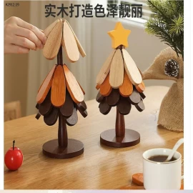 BỘ 5 MIẾNG LÓT BÁT ĐĨA NỒI CỐC CHÉN BẰNG GỖ  KÈM 1 THÂN CẮM - sỉ 80k