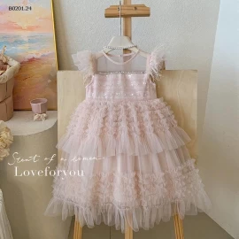 VÁY CÔNG CHÚA PHỐI TUA RUA-Giá sỉ 295k