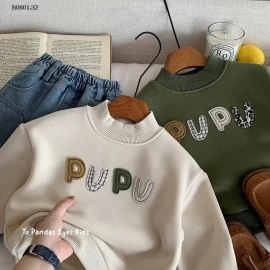 Áo nỉ lót lông cừu cho bé trai, kiểu dáng mùa đông