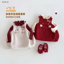 Set Đầm đơn sắc cho bé gái mặc dịp năm mới - giá sỉ 304k