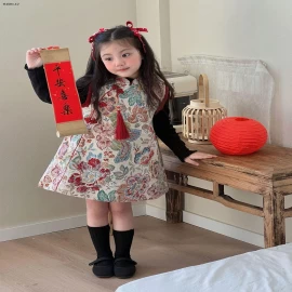 SET VÁY SƯỜN XÁM HOA GẤM BG-Giá sỉ  áo 168k  váy sườn xám #295k