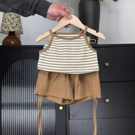 SET ÁO KẺ CỔ YẾM MIX QUẦN SHORT BG- SỈ 162K