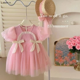 VÁY CÔNG CHÚA TAY BỒNG HỌA TIẾT NƠ- sỉ 214k