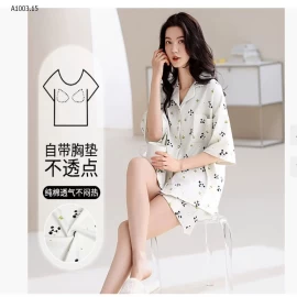 BỘ PIJAMA CỘC NỮ KÈM BRA  - sỉ 235k