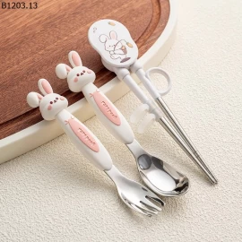 Set muỗng nĩa kèm đũa xinh iu cho bé Giá sỉ 83k