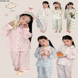 Bộ đồ ngủ hai lớp bằng cotton và gạc mềm NHÀ AMBB giá sỉ  sz 100-150 : 267k sz 160 : 288k sz 170 : 312k