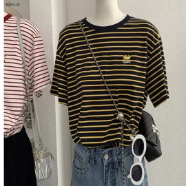 ÁO THUN KẺ CỔ TRÒN CHO NỮ - sỉ 155k