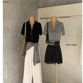 ÁO LEN CỔ BẺ CHO NỮ W.G.W.E - sỉ 225k