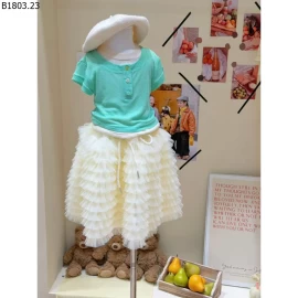 SET ÁO MIX CHÂN VÁY BỒNG CHO BG sỉ 310k