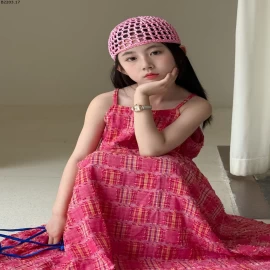 VÁY 2 DÂY HỒNG BÉ GÁI sỉ 230k