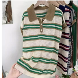  ÁO THUN POLO SỌC HÀN QUỐC CHO NỮ - sỉ 200k