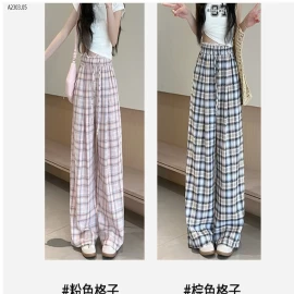 QUẦN ỐNG RỘNG KẺ CARO CHO NỮ - sỉ 154k