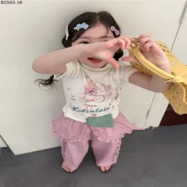 SET ÁO HÌNH THỎ MIX QUẦN HỒNG CHO BG sỉ  279k