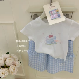 SET ÁO THUN BÁNH NGỌT MIX QUẦN CARO XANH sỉ áo = quần: 135k