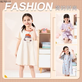 Áo ngủ mùa hè bằng cotton mỏng, loại A, tay ngắn si 137k