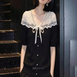 ÁO LEN DỆT KIM CỔ REN - sỉ 200k