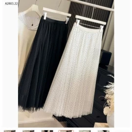 CHÂN VÁY VOAN CHẤM BI DÁNG DÀI ANNA - sỉ 213k
