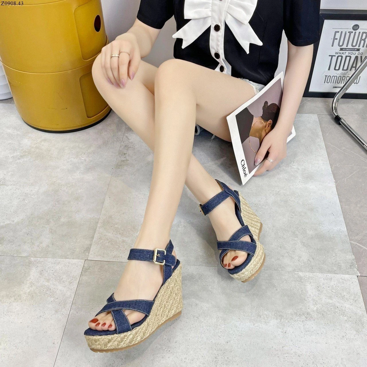 SANDAL ĐẾ XUỒNG QUAI JEANS Si 166k/1 đôi