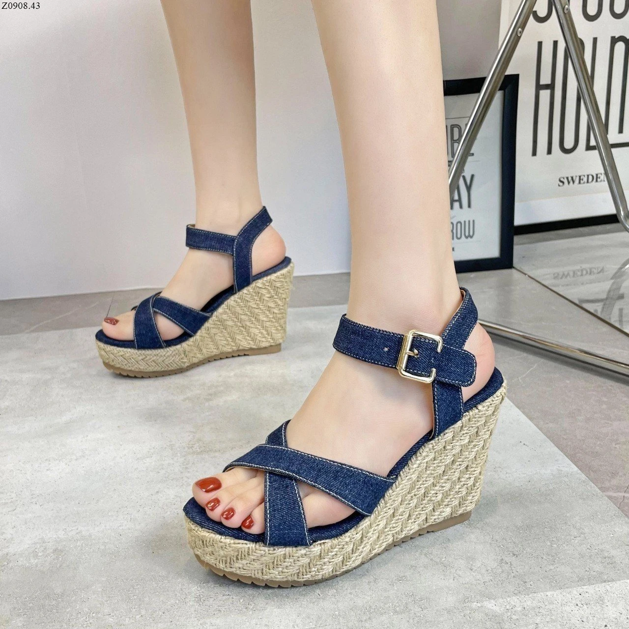 SANDAL ĐẾ XUỒNG QUAI JEANS Si 166k/1 đôi