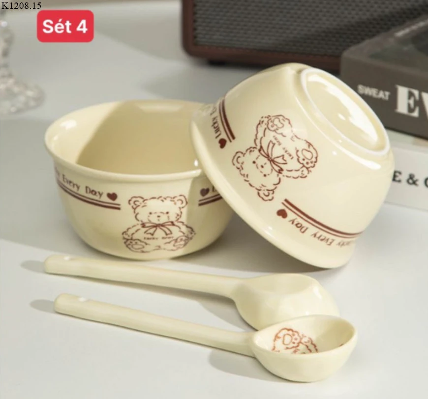 Set gồm 2 bát + 2 thìa Si 80k/1 set