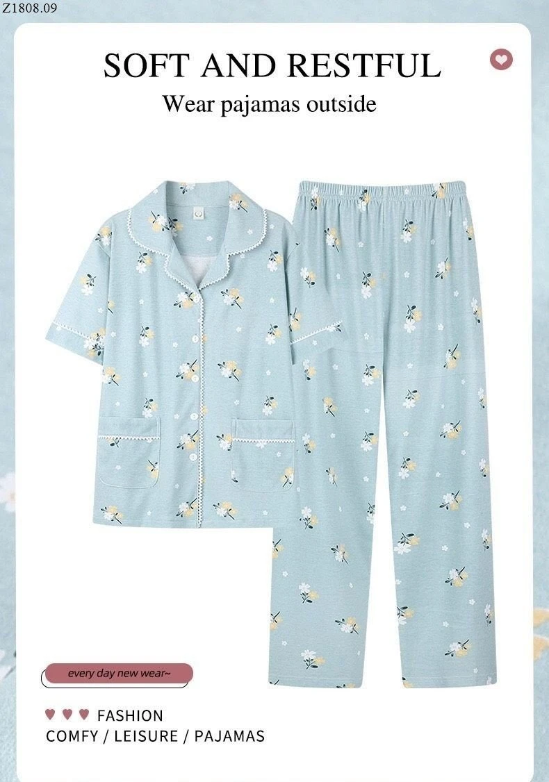 PIJAMA COTTON NỮ MẶC NHÀ Si 146k/1 bộ