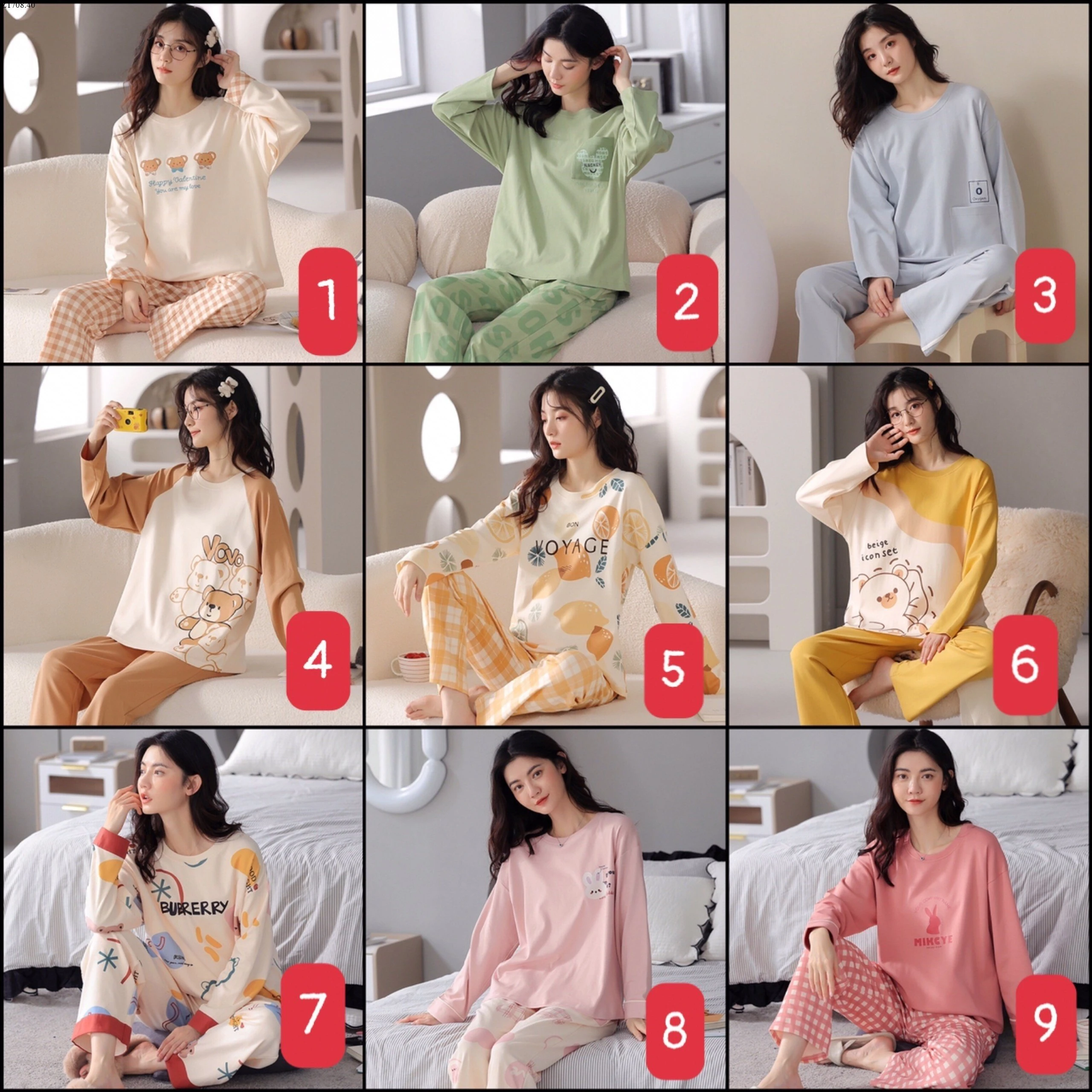 Bộ cotton dài tay nữ Si 128k/1 bộ