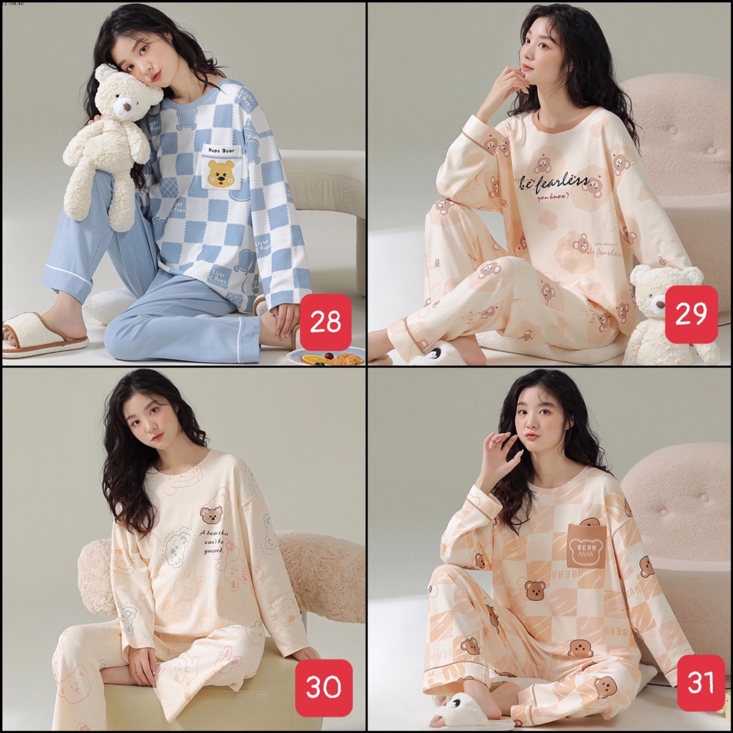 Bộ cotton dài tay nữ Si 128k/1 bộ