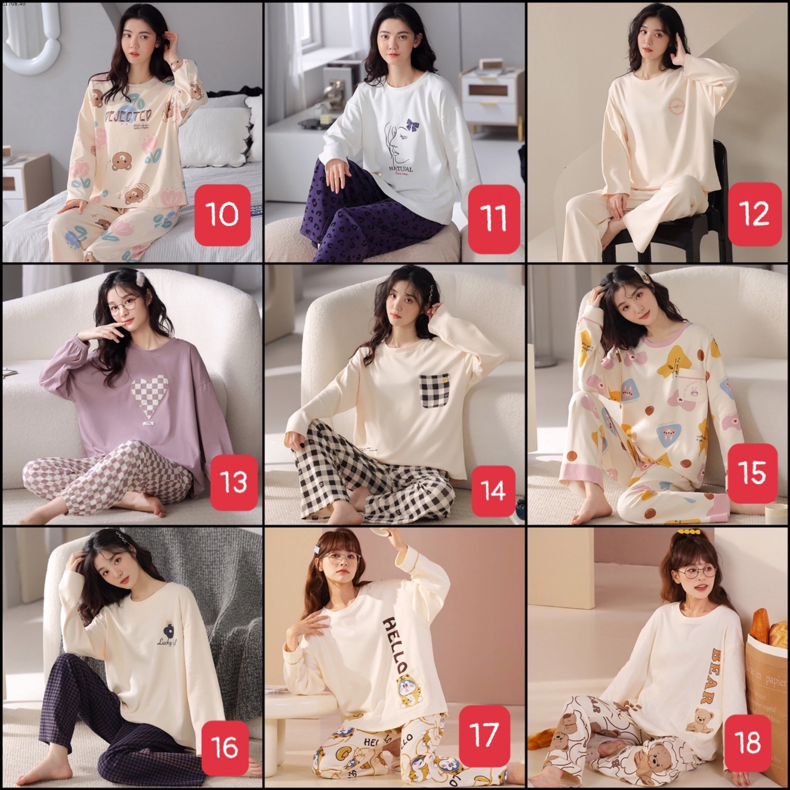 Bộ cotton dài tay nữ Si 128k/1 bộ