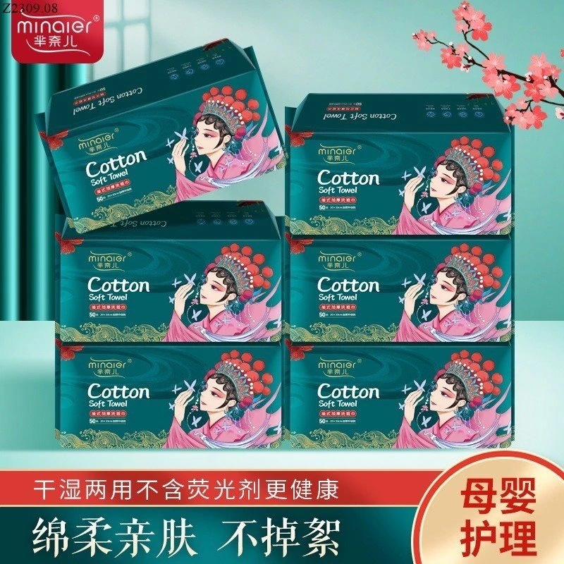 KHĂN MẶT KHÔ COTTON HÃNG MINAIER Si 125k/1 set 5 bịch