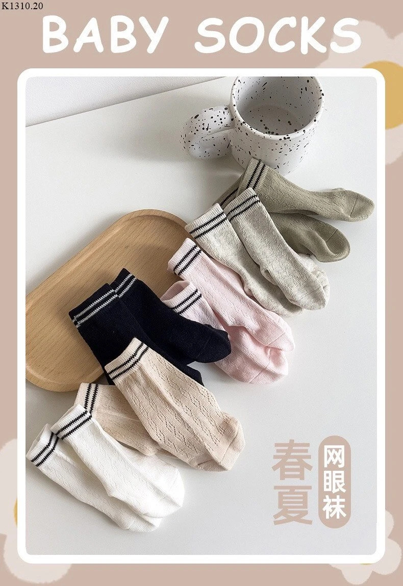 SET 6 ĐÔI TẤT CỔ CAO HÃNG BABY SOCKS Si 64k/1 set 6 đôi mix màu 