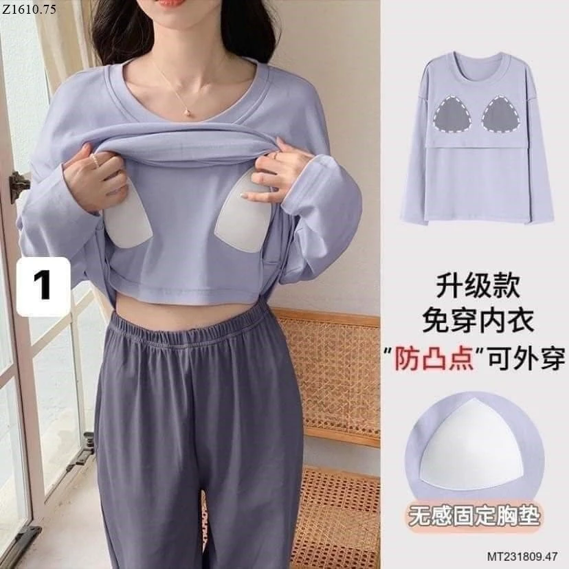 BỘ MẶC NHÀ KÈM BRA DÀI TAY Si 135k/1 bộ