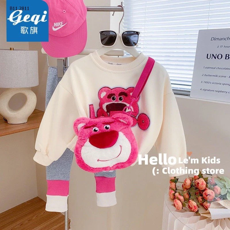 Áo nỉ nhung Lotso gấu dâu - Sỉ 125k